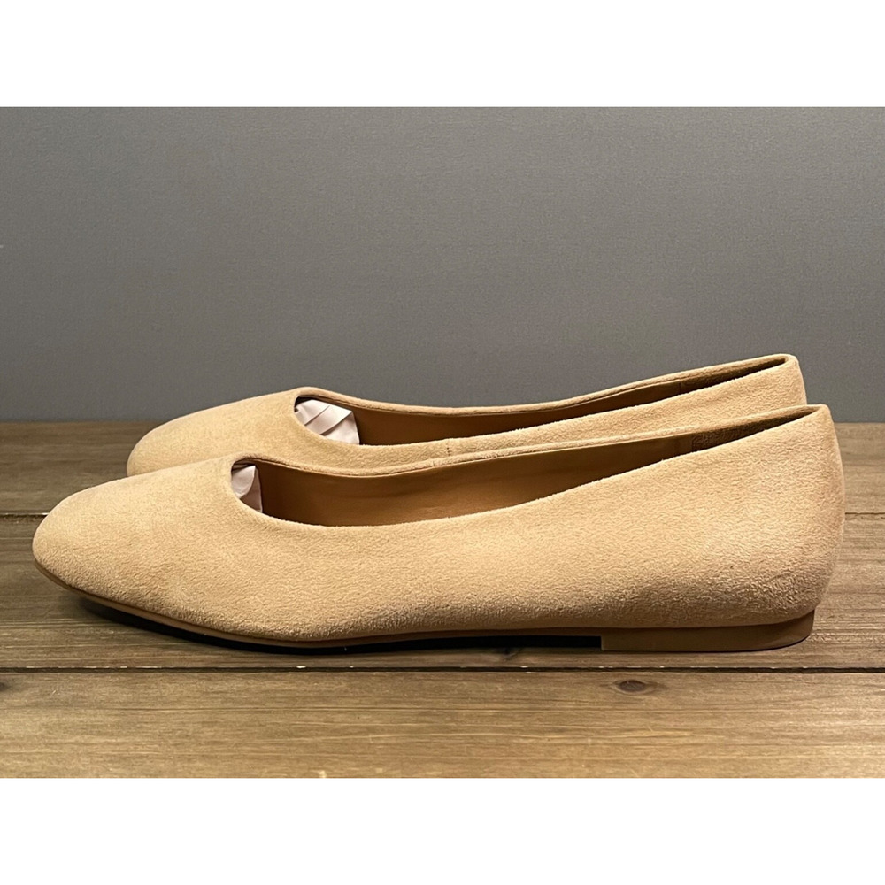 Nordstrom Rack Women's Aspen Flats Size 7.5 Light Tan Faux Suede Square Toe - Picture 6 of 12